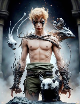 Male magic and myth: dragons, mages, elves, and sorcery. Cinematic UHD art.
