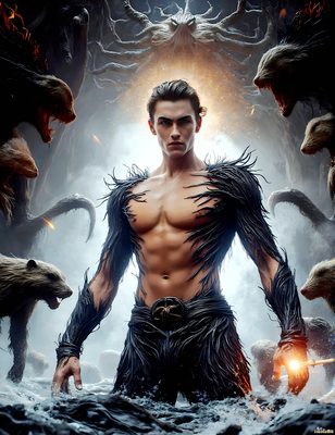 Male magic and myth: dragons, mages, elves, and sorcery. Cinematic UHD art.