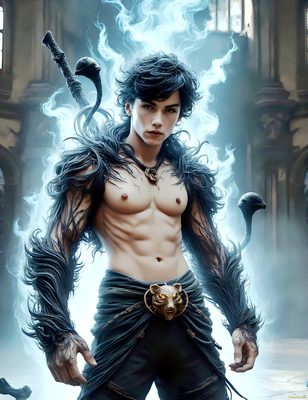Male magic and myth: dragons, mages, elves, and sorcery. Cinematic UHD art.