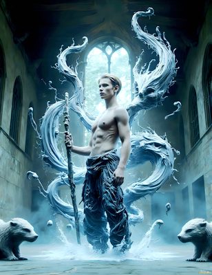 Male magic and myth: dragons, mages, elves, and sorcery. Cinematic UHD art.