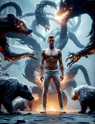 Male magic and myth: dragons, mages, elves, and sorcery. Cinematic UHD art.