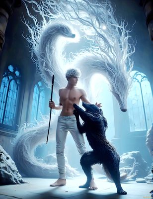 Male magic and myth: dragons, mages, elves, and sorcery. Cinematic UHD art.