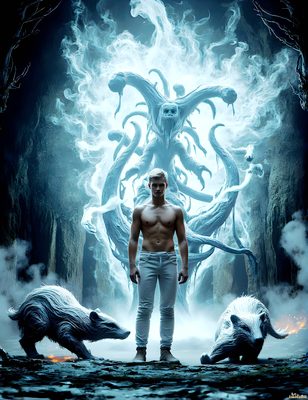 Male magic and myth: dragons, mages, elves, and sorcery. Cinematic UHD art.