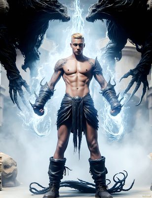 Male magic and myth: dragons, mages, elves, and sorcery. Cinematic UHD art.