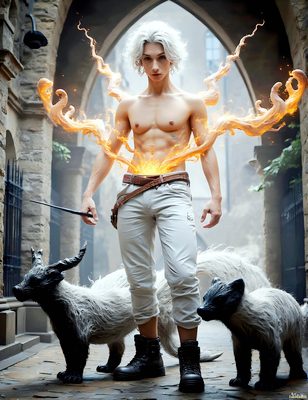 Male magic and myth: dragons, mages, elves, and sorcery. Cinematic UHD art.
