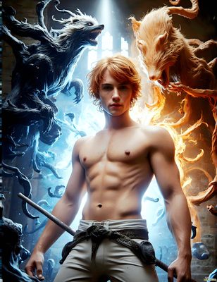 Male magic and myth: dragons, mages, elves, and sorcery. Cinematic UHD art.