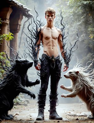 Male magic and myth: dragons, mages, elves, and sorcery. Cinematic UHD art.