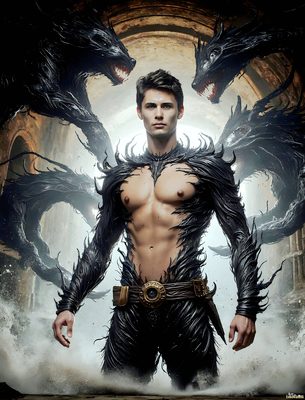 Male magic and myth: dragons, mages, elves, and sorcery. Cinematic UHD art.