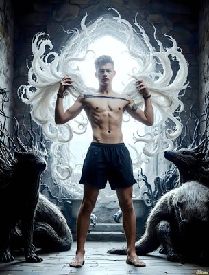 Male magic and myth: dragons, mages, elves, and sorcery. Cinematic UHD art.