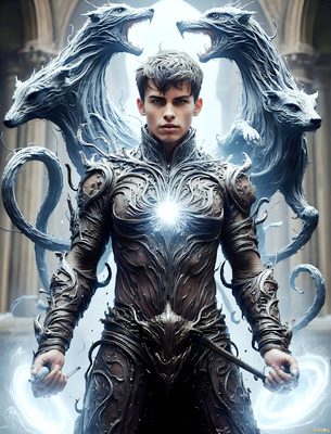 Male magic and myth: dragons, mages, elves, and sorcery. Cinematic UHD art.