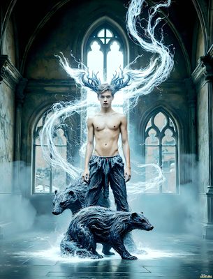 Male magic and myth: dragons, mages, elves, and sorcery. Cinematic UHD art.