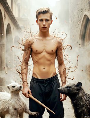 Male magic and myth: dragons, mages, elves, and sorcery. Cinematic UHD art.