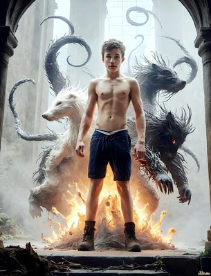 Male magic and myth: dragons, mages, elves, and sorcery. Cinematic UHD art.