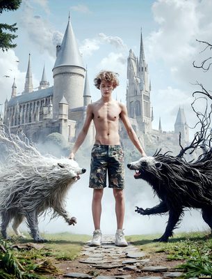 Male magic and myth: dragons, mages, elves, and sorcery. Cinematic UHD art.
