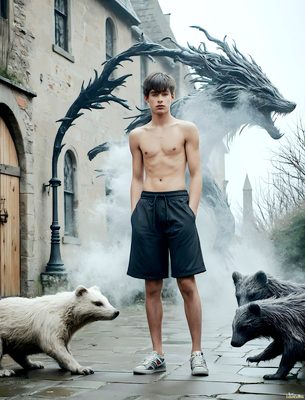 Male magic and myth: dragons, mages, elves, and sorcery. Cinematic UHD art.