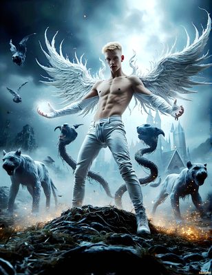 Male magic and myth: dragons, mages, elves, and sorcery. Cinematic UHD art.