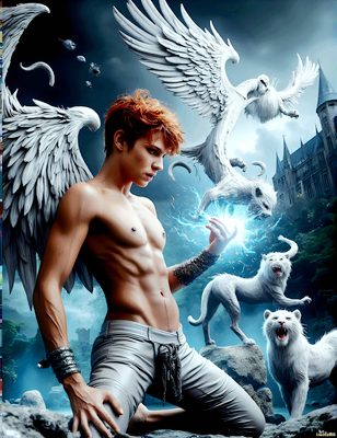Male magic and myth: dragons, mages, elves, and sorcery. Cinematic UHD art.