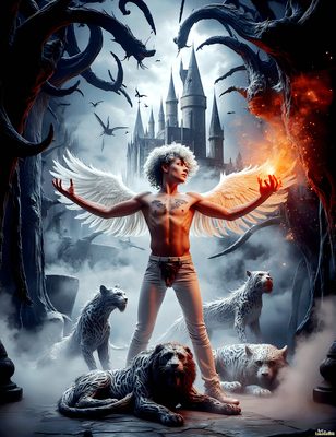 Male magic and myth: dragons, mages, elves, and sorcery. Cinematic UHD art.