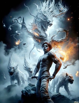 Male magic and myth: dragons, mages, elves, and sorcery. Cinematic UHD art.