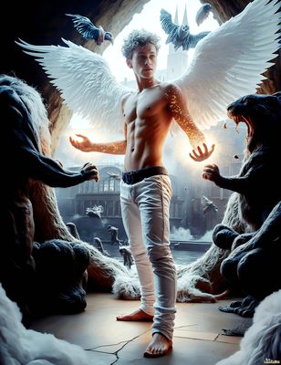 Male magic and myth: dragons, mages, elves, and sorcery. Cinematic UHD art.