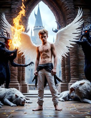 Male magic and myth: dragons, mages, elves, and sorcery. Cinematic UHD art.