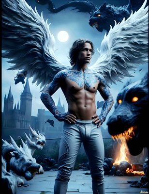 Male magic and myth: dragons, mages, elves, and sorcery. Cinematic UHD art.