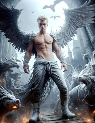 Male magic and myth: dragons, mages, elves, and sorcery. Cinematic UHD art.