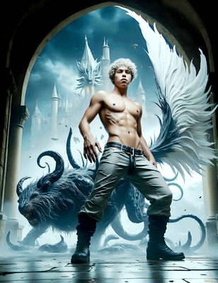 Male magic and myth: dragons, mages, elves, and sorcery. Cinematic UHD art.