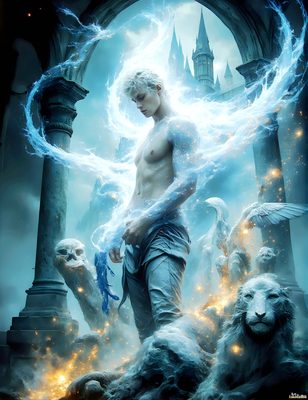Male magic and myth: dragons, mages, elves, and sorcery. Cinematic UHD art.
