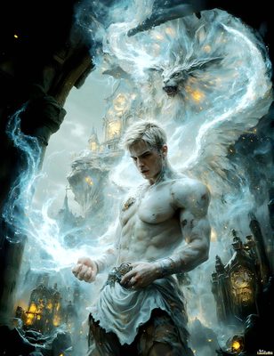 Male magic and myth: dragons, mages, elves, and sorcery. Cinematic UHD art.