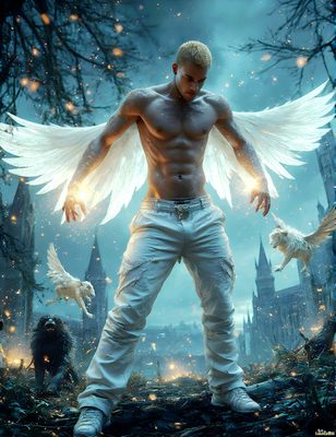 Male magic and myth: dragons, mages, elves, and sorcery. Cinematic UHD art.
