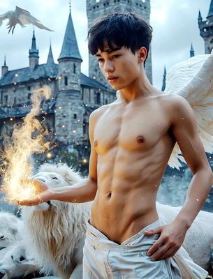 Male magic and myth: dragons, mages, elves, and sorcery. Cinematic UHD art.