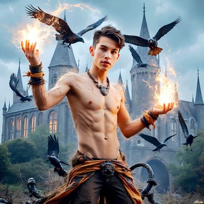 Male magic and myth: dragons, mages, elves, and sorcery. Cinematic UHD art.