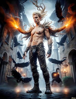Male magic and myth: dragons, mages, elves, and sorcery. Cinematic UHD art.