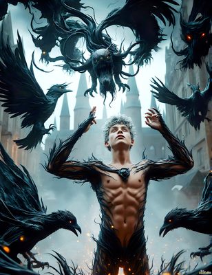 Male magic and myth: dragons, mages, elves, and sorcery. Cinematic UHD art.