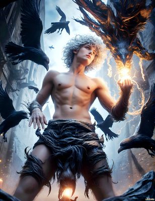 Male magic and myth: dragons, mages, elves, and sorcery. Cinematic UHD art.
