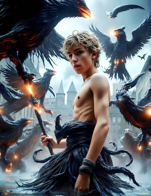 Male magic and myth: dragons, mages, elves, and sorcery. Cinematic UHD art.