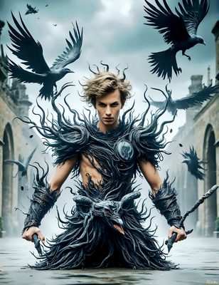Male magic and myth: dragons, mages, elves, and sorcery. Cinematic UHD art.