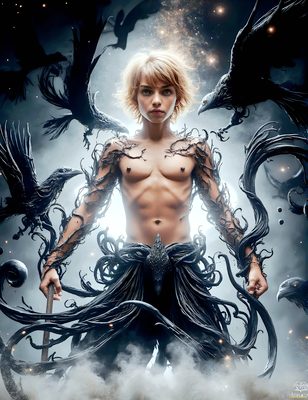 Male magic and myth: dragons, mages, elves, and sorcery. Cinematic UHD art.