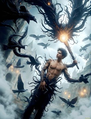 Male magic and myth: dragons, mages, elves, and sorcery. Cinematic UHD art.