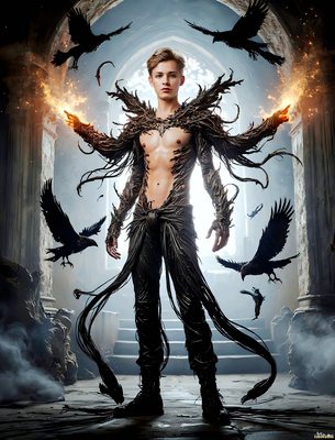 Male magic and myth: dragons, mages, elves, and sorcery. Cinematic UHD art.