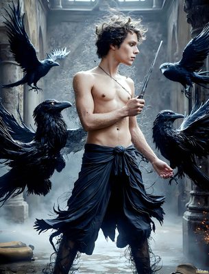 Male magic and myth: dragons, mages, elves, and sorcery. Cinematic UHD art.