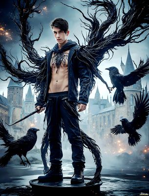 Male magic and myth: dragons, mages, elves, and sorcery. Cinematic UHD art.