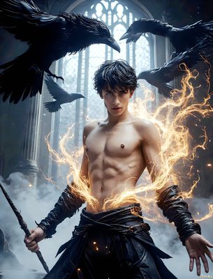 Male magic and myth: dragons, mages, elves, and sorcery. Cinematic UHD art.