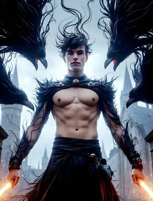 Male magic and myth: dragons, mages, elves, and sorcery. Cinematic UHD art.
