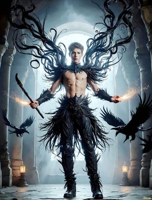 Male magic and myth: dragons, mages, elves, and sorcery. Cinematic UHD art.