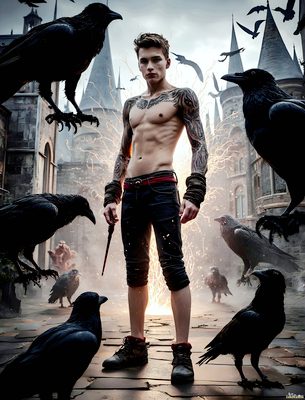 Male magic and myth: dragons, mages, elves, and sorcery. Cinematic UHD art.