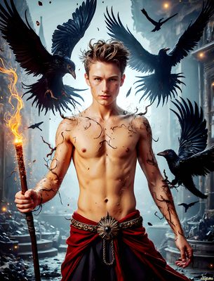 Male magic and myth: dragons, mages, elves, and sorcery. Cinematic UHD art.