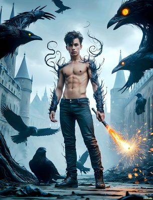Male magic and myth: dragons, mages, elves, and sorcery. Cinematic UHD art.