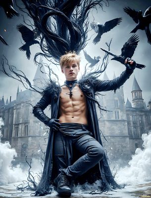 Male magic and myth: dragons, mages, elves, and sorcery. Cinematic UHD art.